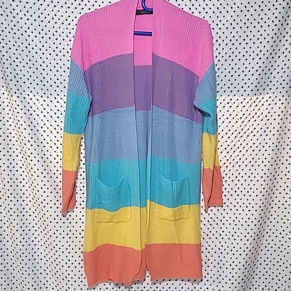 Zesica Pastel Rainbow Cardigan